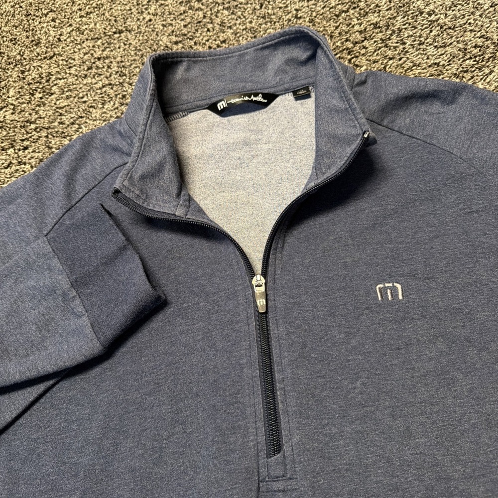 Travis Mathew Sweatshirt Mens 2XL Blue 1/4 Zip Pullover Golf Stretch Athletic